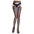 thumbnail image 4 of Jiyugala High Waist Tights Stockings for Women Lingerie Net Lace Top Garter Belt Thigh Pantyhose Warm Pants, 4 of 6