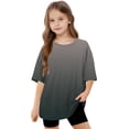 thumbnail image 6 of Virmaxy (5-15Years) Boys Girls Fashion Gradient Color Shirt Teenagers Short Sleeve Round Neck Top Summer Loose Casual Trendy Pullover Shirt Gray-1 10 Years, 6 of 8