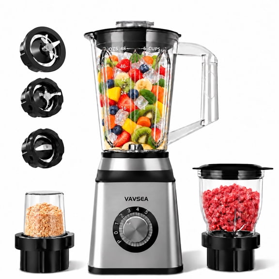 VAVSEA Blender for Smoothies, 800W Countertop Blender with Pulse for Ice Crushing, 5-Speed 50oz Glass Jar, for Frozen Drinks, Sauces, Chopping & Grinding