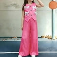 thumbnail image 2 of AINIYS Girls Sleeveless Square Neck Pullover Flowy Elegant Two Piece Top And Maxi Skirt Set For Special Occasion Beach Holiday Hot Pink 3-4Years, 2 of 9