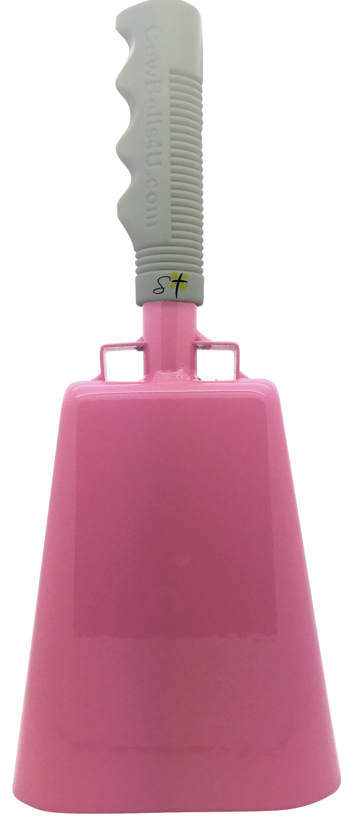 11.2 inch Pink Bell White Handle Cowbell with Stick Grip Handle Used