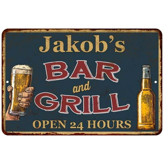 Jakob's Green Bar and Grill Sign 8 x 12 High Gloss Metal 208120044203
