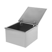 Drop in Ice Chest, Drop in Cooler Stainless Steel with Hinged Cover Bar Ice Bin Drain-Pipe and Drain Plug for Cold Wine Beer (20*14*13inch, 40L/42.2Qt)