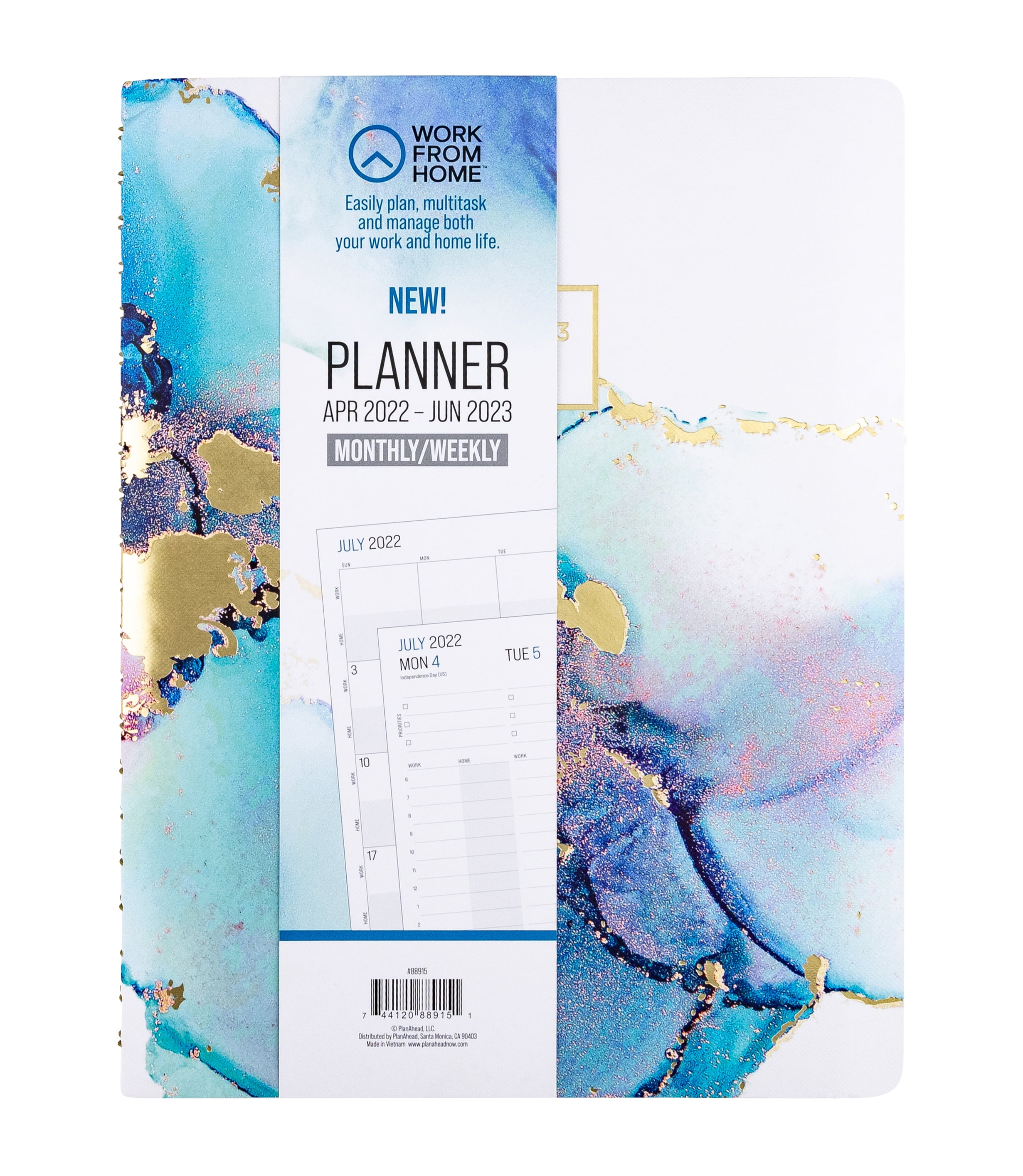 WORK FROM HOME Monthly/Weekly Planner, Apr 2022 - Jun 2023, 8.5' x 11.125', Blue Marble