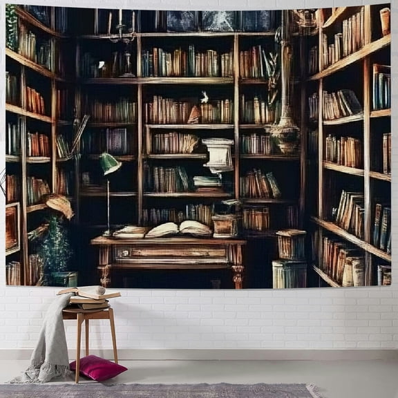 Autua Fantasy Forest Bookshelves Tapestry Witch Fairy Tree Mushroom Vintage Background Tapestry Tapestry Vintage Library Book Tapestry Bedroom Living Room Dorm Room 40x30inch