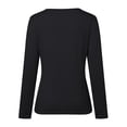 thumbnail image 6 of CUZIBR Women'S Spring Shirt Solid Color Slim Fit Pleated V-Neck Tight Long Sleeved Ribbed Knit Casual Basic T Shirt Top Fashionable Comfortable Soft Stretch Casual Blouse Tee Tops,Black,S, 6 of 6