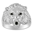 thumbnail image 1 of RYLOS Sterling Silver Lion Head Ring Color Stone Birthstones Eyes and Mouth Fun Designer Rings Onyx Jewelry Size 12, 1 of 8