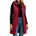 thumbnail image 5 of Caywon Women's Outerwear Vests, Hooded Quilted Longline Sleeveless Padded Zip Front with Pockets, Warm Lightweight Winter Casual Daily Wear for Women, 5 of 8