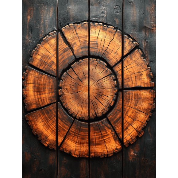 Qisvanset Framed Canvas Wall Art 12x16 Inch Spiral Dot Tree Ring Abstract Boho Home Wall Decor