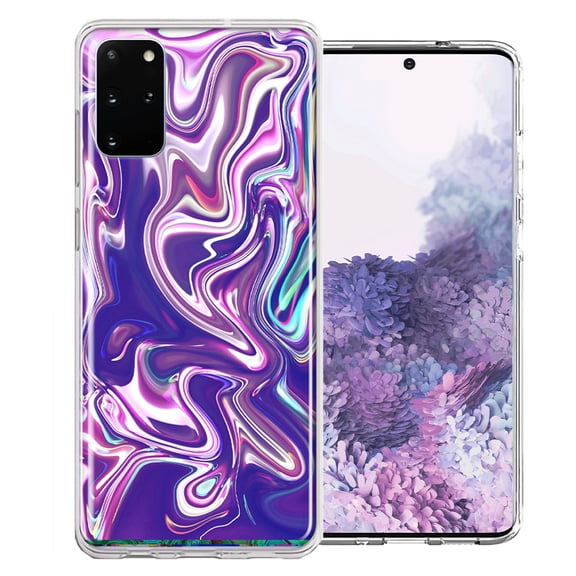 MUNDAZE For Samsung Galaxy S20 Purple Paint Swirl Design Double Layer Phone Case Cover