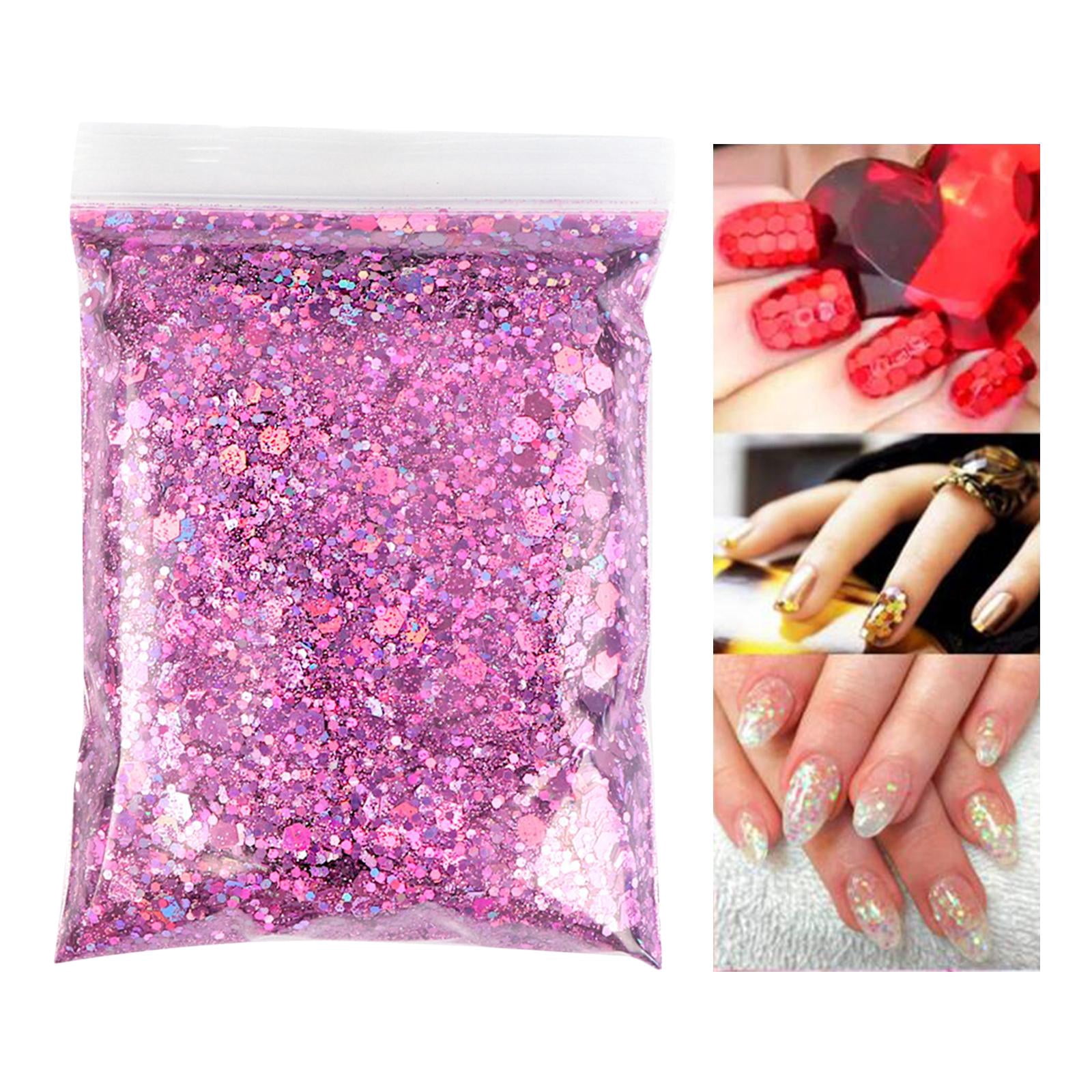 Gazechimp 5x1Bag 50g Nail Glitter Sequins Paillette Flakes 3D Nail Art Decor Peach