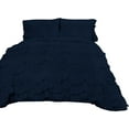 thumbnail image 2 of D.N.G. BEDDINGS 800 Thread Counts, 100% Egyptian Cotton, 550 GSM Microfiber filled Quilt Ruffled With Small Pom Pom Textured 1 Piece Full/Queen Size Comforter, Navy, 2 of 6