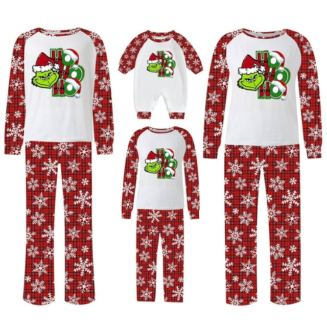 Pijamas navideños a juego Grinch - TKing Fashion 2024 Nuevos conjuntos de pijamas navideños familiares a juego Grinch, pijamas navideños navideños para parejas, adultos y niños, 10 Años