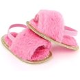 thumbnail image 2 of 2 Pack Infant Baby Girls Sandals Elastic Back Strap Flats Slippers Soft Toddles Princess Shoes Faux Fur Slides Shoes First Walker House Shoes, 2 of 7