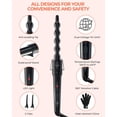 thumbnail image 3 of 5 in 1 Curling Iron Wand Set, Ohuhu Upgrade Curling Wand 5Pcs 0.35 to 1.25 Inch Interchangeable Ceramic Barrel Heat Protective Glove, Dual Voltage Hair Crimper for All Hair Type,, 3 of 8