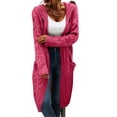 thumbnail image 2 of Winter Hooded Cardigan Sweater Coat Women Oversized Chunky Knit Open Front Long Outwear, 2 of 6