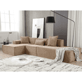 thumbnail image 2 of Modular Living Room Sofa Set - Modern Minimalist L-Shaped Sofa with Italian Tofu Block Design, Terry Cloth Fabric, Left-Hand Facing, Light Brown, 2 of 9