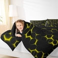thumbnail image 4 of Feelyou Neon Yellow Honeycomb Full Size Comforter Sets for Kid, Futuristic Geometric Bedding Comforter Set, Modern Hexagon Reversible Bedding Sets, Microfiber Bedroom Decor, 3pcs, 4 of 8