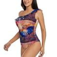 thumbnail image 2 of Gaeub Rooster Oil Painting Women's One Shoulder Ruffle Tummy Control Swimwear for Swimming Surfing Beach Party - X-Large, 2 of 8