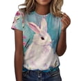 thumbnail image 1 of Blusa de manga corta con cuello redondo para mujer a la moda, camisetas sueltas con estampado Fridja bn6636, 1 of 5