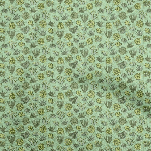 oneOone Polyester Spandex Light Green Fabric Cactus Sewing Craft Projects Fabric Prints By Yard 56 Inch Wide