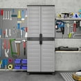 thumbnail image 2 of 68” Plastic Storage Cabinet, Vertical Storage Shelving Unit with Lockable Double Doors & Adjustable Shelves, Utility PP Garage Storage Organizer for Office, Basement and Laundry Room, Grey, 2 of 9