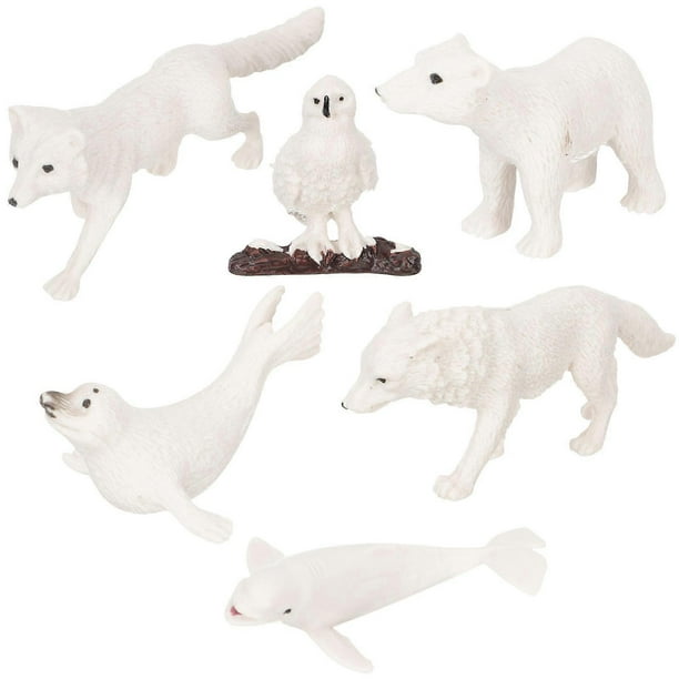 Miniature Animal Figurines Set 6Pcs Educational Toys for Kids Indoor Play Realistic Details White ABS