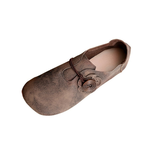 Brown Womens Flat Shoes Round Toe With Casual Design Comfortable Wear For Outdoor And Indoor Use Breathable And Lightweight For Daily Use Size 39