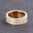 thumbnail image 3 of HIJONES Women's Stainless Steel 3 Rows Eternity Micro Pave Cz Stackable Ring Tiny Gold Plated Cubic Zirconia Inlaid Wedding Band Rose Gold Size 5, 3 of 6