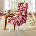 thumbnail image 5 of TSOVTHRID Red Heart Plaid Print 5 PCS Tablecloth and Chair Covers Set, Rectangle Table Cover with Stretchable Chair Seat Slipcovers for Home Kitchen, Banquet, Party Valentine's Day Decor, 5 of 7