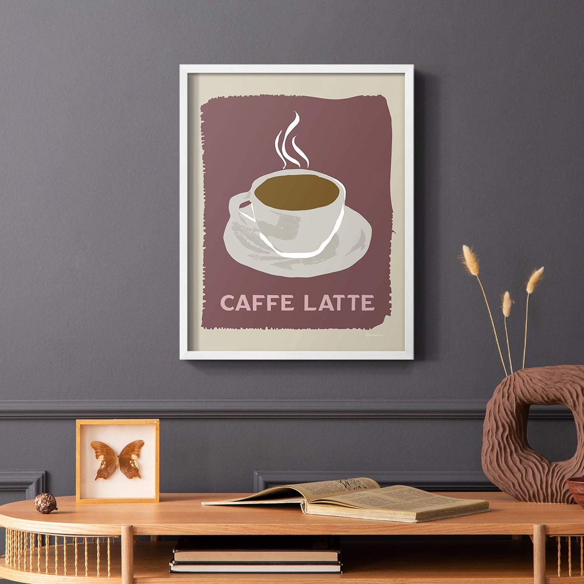 Modern Coffee III in White Solid Wood 8 x 10 Framed Print