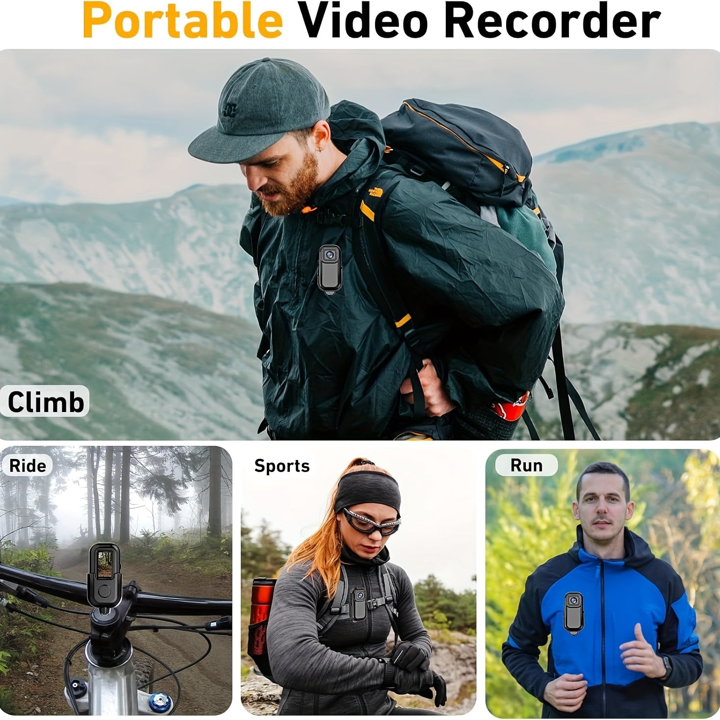 Miniature Body Camera, Thumb-Sized Wearable Camera with Audio Video Recording, Hands-Free POV Vlogging Camera for Hiking, Fishing, Travel, Outdoor Adventure Gear