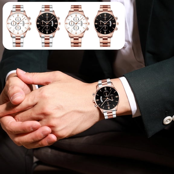 Msgweeeg Men Watches Automatic Watches for Men Valentine's Day Gifts for Her Fashion Men's Quartz Watch Openwork Designs Alloy Case Leather Strap Business Casual Wristwatch