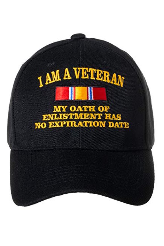 I Am A Veteran My Oath of Enlistment Has No Expiration Date Embroidered Black Baseball Cap