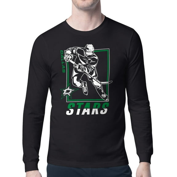 Men's Starter Black Dallas Stars Player Grid Long Sleeve T-Shirt
