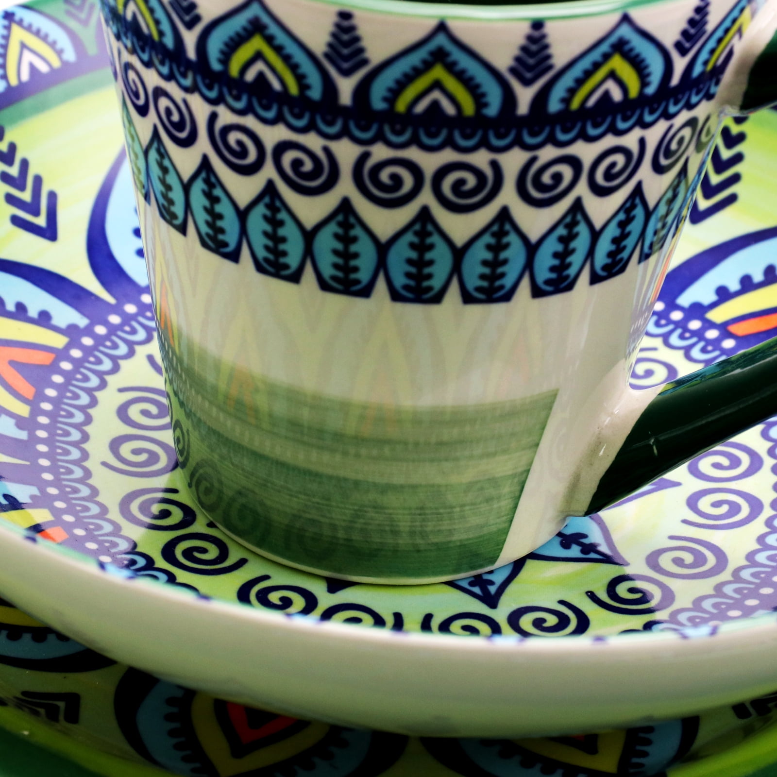 Elama Zen Green Mozaik 16 Piece Dinnerware Set