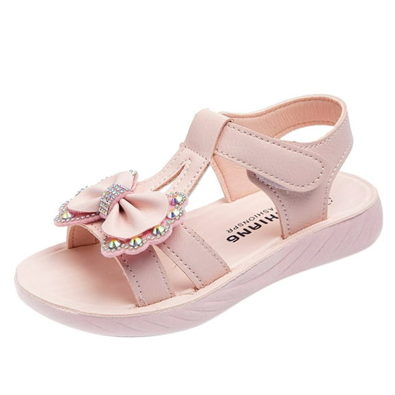 NOKIO Girls' Stylish Sandals Kids Summer Camp Sandals Girls' Foam Sandals Girls Sandals Kids Open Toe Ankle Strap Dress Shoes Wedding Party For Toddler Kids Rhinestone Bow Princess Shoes