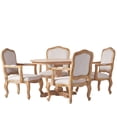 thumbnail image 2 of Noble House Ardene Fabric Upholstered Wood 5 Piece Circular Dining Set, Natural and Light Gray, 2 of 13