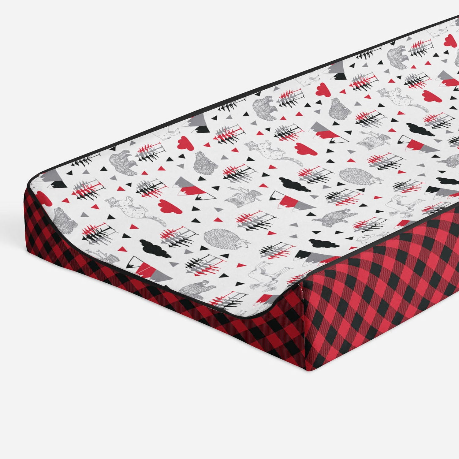 Bacati - Lumberjack Red/Black/Gray Quilted Changing Pad Cover