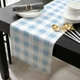thumbnail image 3 of Buffalo Plaid Blue, Cotton Linen Table Runner 13 x 90 inch Country French Simple White Lattice Non-slip Rectangular Dining Table Decor for Wedding Party Holiday Dinner, 3 of 8