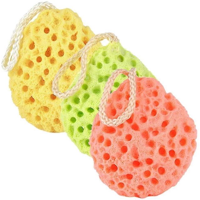 3pcs Soft Body Bath Sponge Natural Fiber Texture Honeycomb Exfoliating - Body Cleanser For Adults And Children