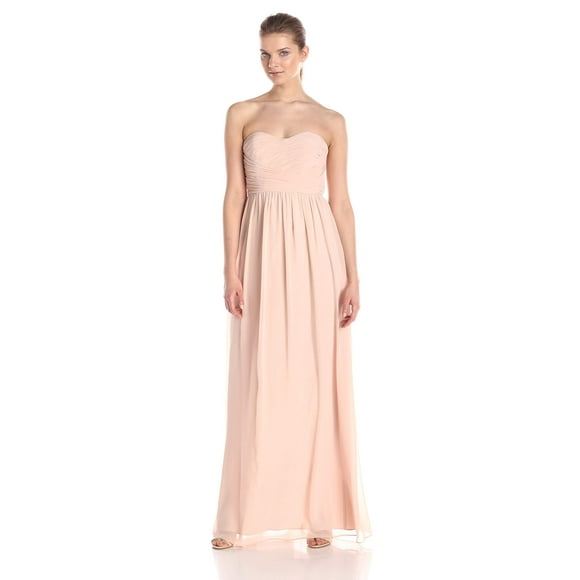 Donna Morgan Women's Stephanie Long Strapless Chiffon Dress, Chantilly, 16