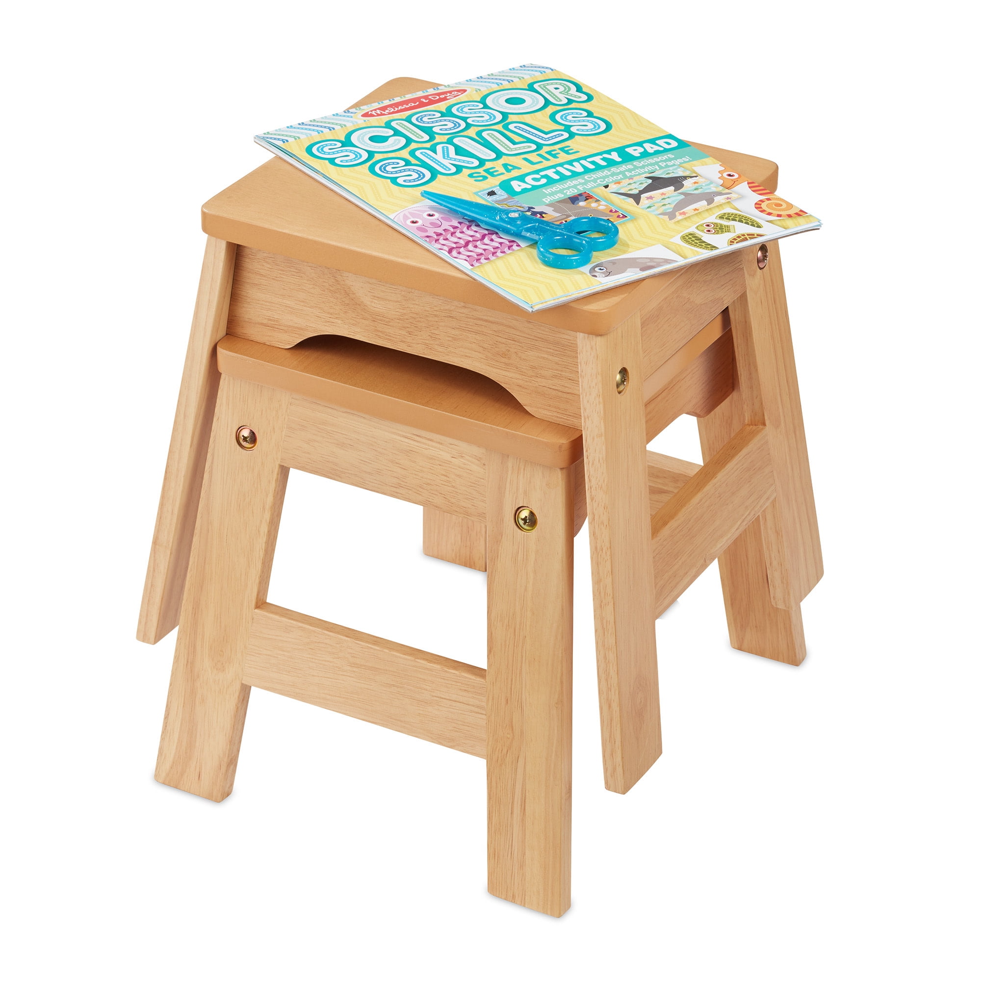 Melissa & Doug Wooden Stools, Multicolor, 2 Count