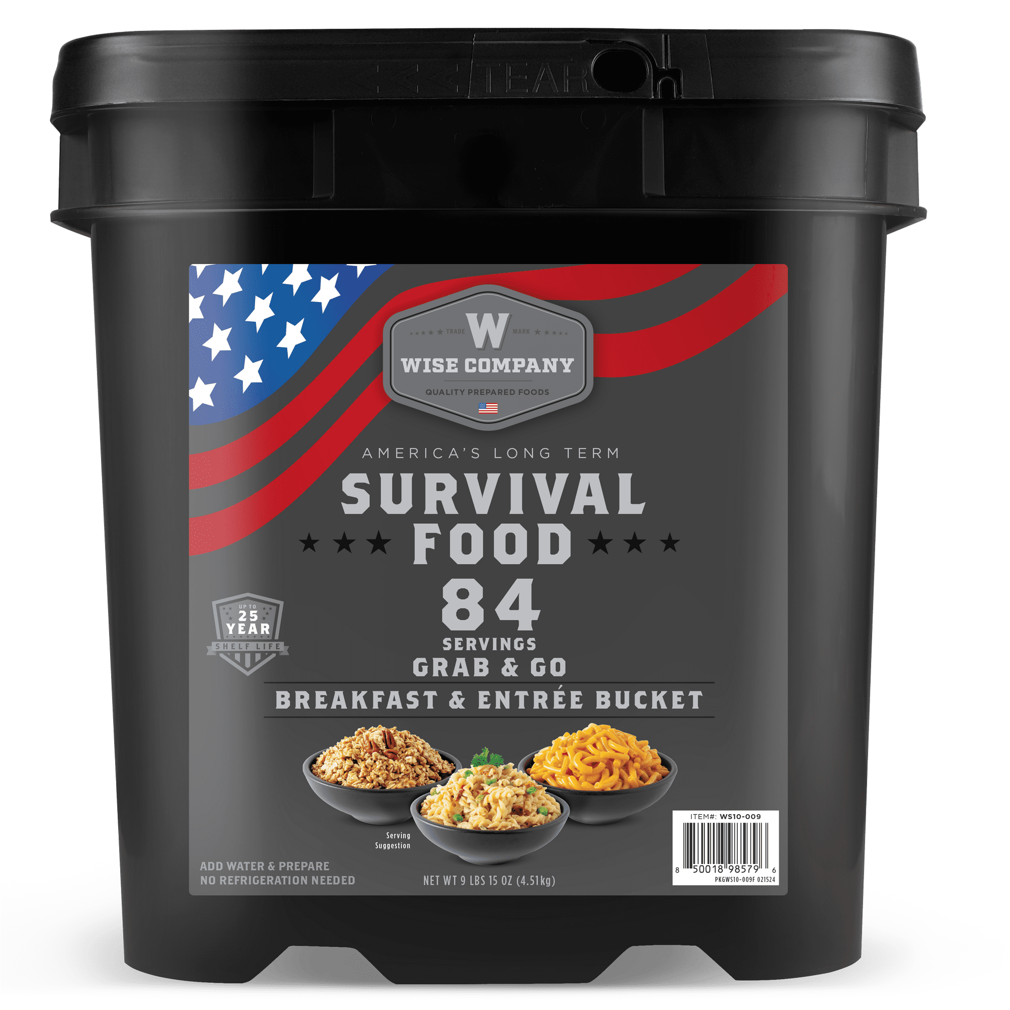 ReadyWise 84 Serving Breakfast & Entrée Emergency Food Bucket