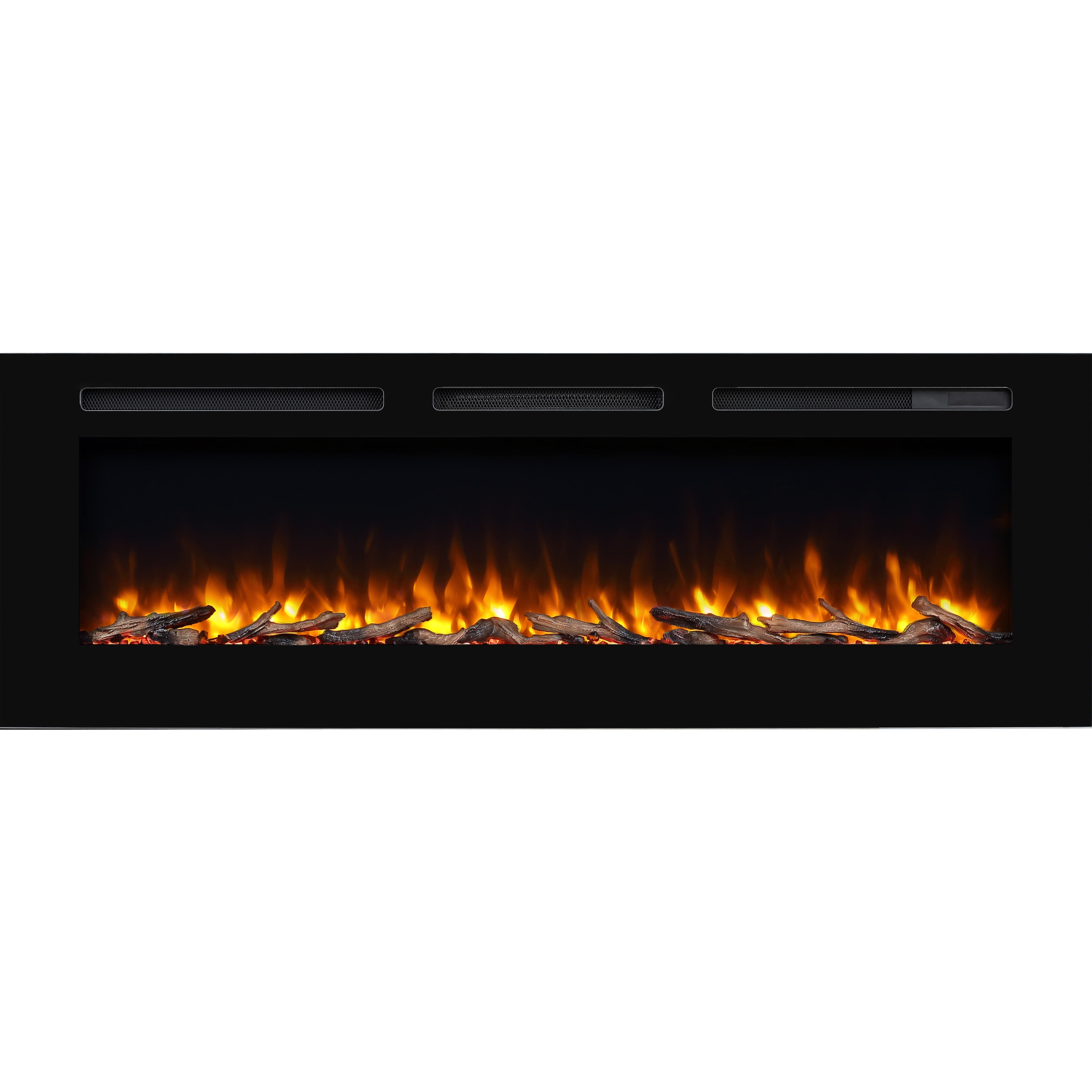 PuraFlame Alice 60 Inches Recessed Electric Fireplace, Flush Mounted