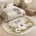thumbnail image 4 of Small Round Rug 3Ft, Thanksgiving Non-Slip Washable Circle Rugs Carpet, Fall Pumpkin Eucalyptus Leaves Floral Watercolor Indoor Outdoor Rug Floor Mats Throw Runner for Bedroom Living Room Bathroom, 4 of 8