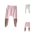 thumbnail image 4 of Odeerbi Infant Boys Girls Cotton Pantyhose Patchwork Tights Color Block Footie Leggings Stretchy Tights Pants Fashion Kids Casual Long Pants Infant Clothes Pink, 4 of 4