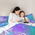 thumbnail image 5 of Castle Fairy Eat Sleep Soccer Bedding Comforter Set 2pcs for Children Teens Adults,Graffiti Splash Twin Comforter Sets Microfiber,Gradient Blue Purple Green Breathable Bedding Set, 5 of 8