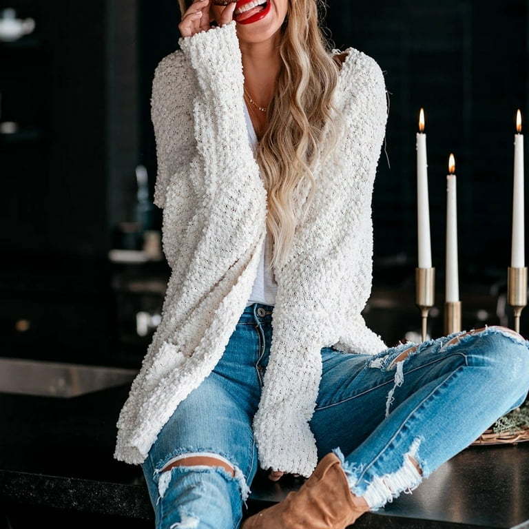 White fuzzy cardigan sweater outlet