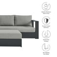 thumbnail image 4 of Modular Lounge Sectional Sofa Set, Grey Gray, Aluminum Metal, Outdoor Patio Balcony Cafe Bistro Garden Hospitality Restaurant, Modern Contemporary HB36646, 4 of 10
